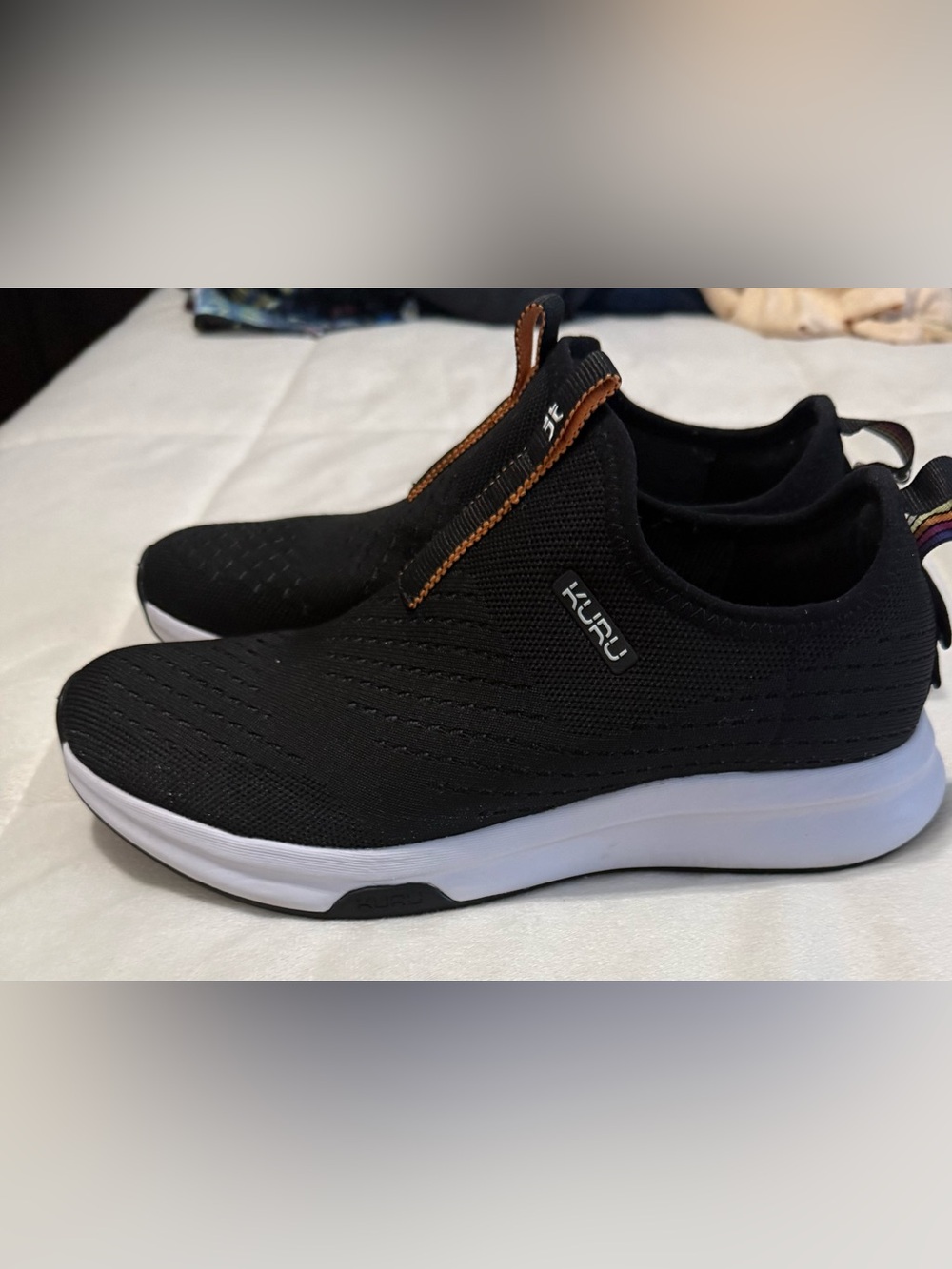 KURU ATOM Women’s Slip-On Sneaker 8.5 Black Comfort Walking Shoes EU 39
